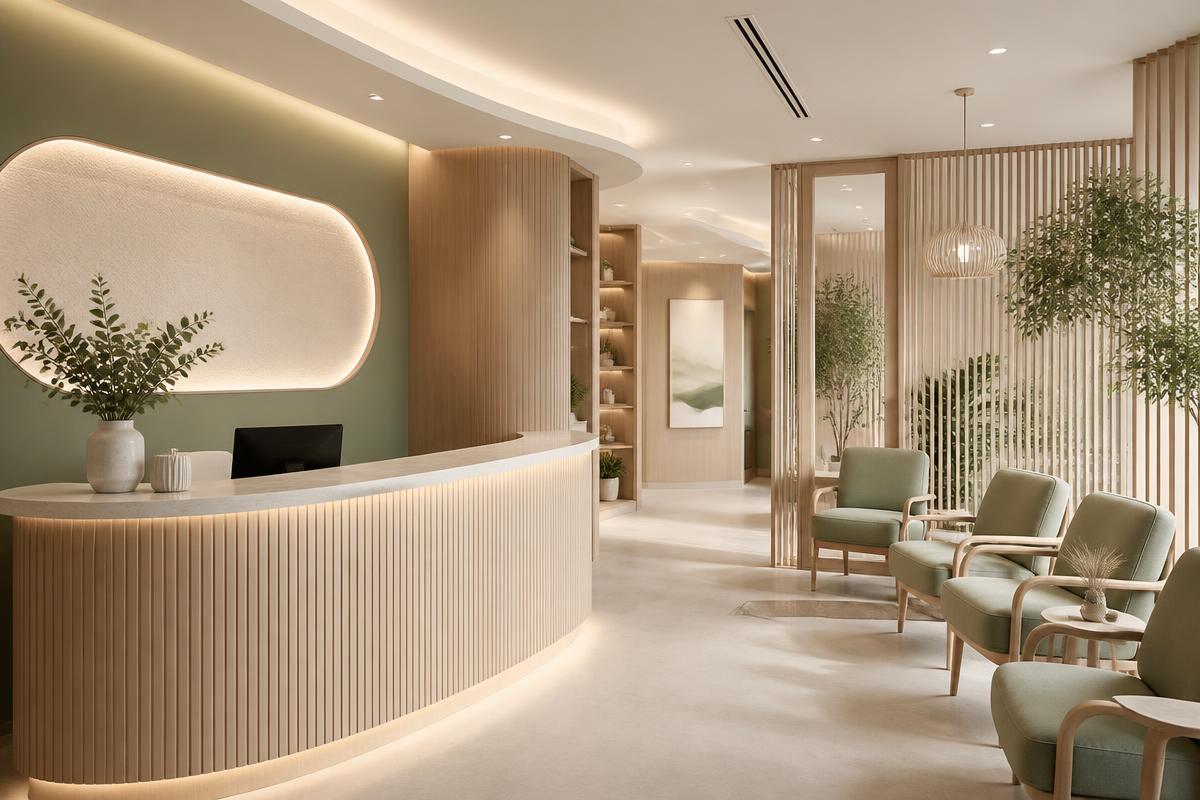 Conceptual render of a wellness clinic interior